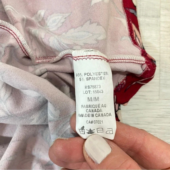 Rebel Sugar M Floral  Mock-Neck Long Sleeve Red Floral Print Dress with flare - Picture 16 of 17